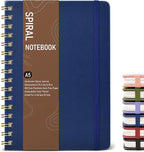 Graph Spiral Journal Notebook, A5 Hardcover Spiral Journals for Women Men, 100 GSM Graph Paper Notebooks, 150 Pages Spiral Bound Grid Notebook for Writing Note Taking Work 5.75" x 8.38", Navy Blue