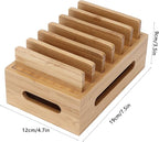 Leapiture Charging Station Organizer, Multiple Devices Charging Station Wood Cell Phone Dock Portable Tablet Computer Organizer Storage Box for Home Office