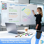 SUQJOY Magnetic Dry Erase Markers with Eraser Caps, Fine Tip 1-2mm, Low Odor Quick Dry Ink, 12 Colors, Whiteboard Marker Set for Fridge Calendar Office, 12 Count