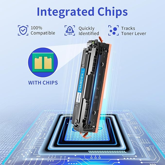 218A Toner Cartridges 4 Pack (with Chip) Compatible Replacement for HP 218A 218X for Color Laserjet Pro 3201dw MFP 3301fdw 3301cdw 3301sdw Printer Ink W2180A W2180X High Yield (BCMY, 4-Pack)