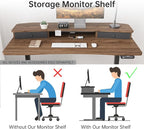 HUANUO 55" x 26" Electric Standing Desk with 2 Drawers, C-Clamp Mount Compatible, Height Adjustable Computer Desk, Home Office Stand Up Desk with 4 Preset Heights & 2 Hooks, Walnut