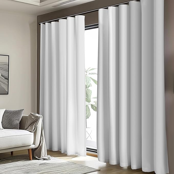 cbsroro Room Divider Blackout Curtain Track Curtains Wall Dividers Panels Screen for Living Rooms Bedroom Office Privacy Partition Separation, W180 × L108 Inch,1 Panel, White