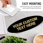 Custom Wall or Door Sign, Personalized Oval Plaque Engraved Message for Bussiness, Property and Home Indoor/Outdoor, 3x9 Inches, Made in USA by Sigo Signs