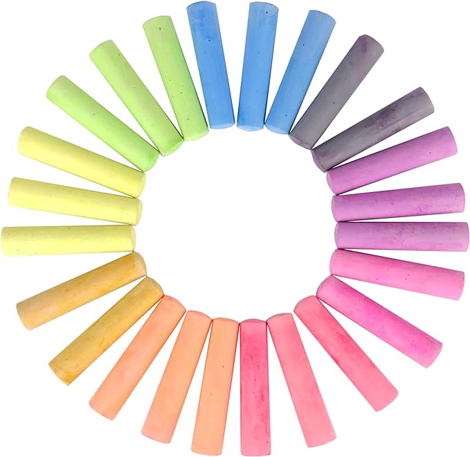 Kid Made Modern Non Toxic Sidewalk Chalk Bucket (24 Count) - Washable Colored Chalk Bulk Set for Kids and Toddlers Outdoor Games