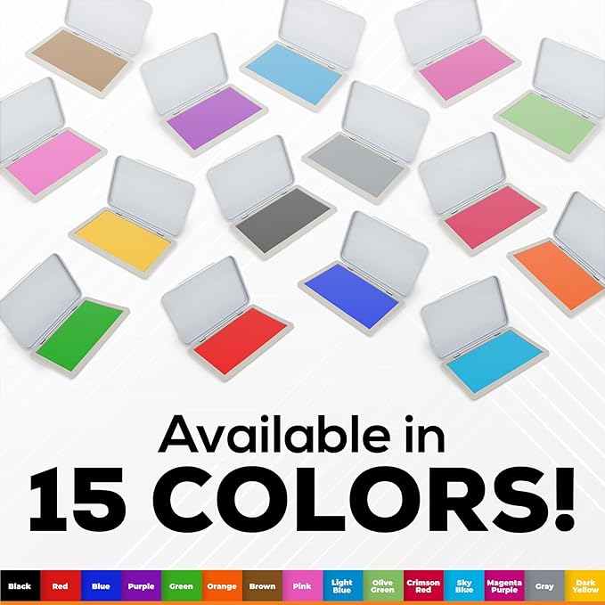 2 Pack Metal Case Stamp Pad Medium Size, Light Blue Color - Size: 3" x 4" - Choose from 15 Ink Colors
