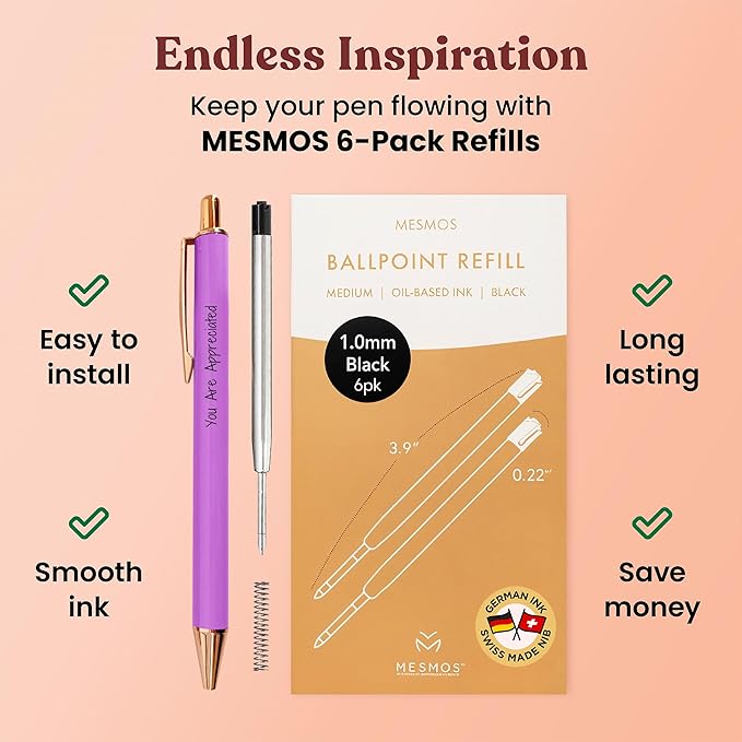MESMOS 3pk Fancy Pen Set, Teacher Appreciation Gifts Ideas for Women, Best Teacher Gifts Supplies, Thank You Gift from Student, Difference Maker Gift, Aesthetic Nice Pen Set