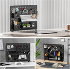 PEGZONE Clamp-on Desk Pegboard, Desk Organizer for Office Gaming Home, Magnetic Metal Peg Board with 15 Accessories, Privacy Panel for Office, 20.4" x 16.5", Large, Black