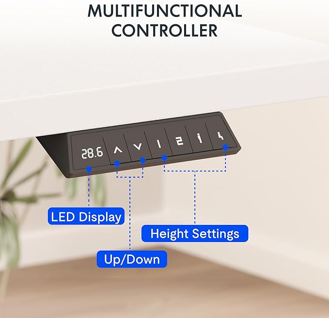FLEXISPOT EN2 Whole-Piece Standing Desk with Clamp Power Strip, 48 x 30 Electric Stand Up Height Adjustable Desk with Cable Management (Black Frame + 48" White Top, 2 Packages)