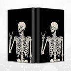 BWEGRHE Slim Credit Card Holder, Skull Skeleton RFID Blocking Metal Wallet for Men & Women, Aluminum Minimalist Hard Case Pocket-Sized Business Cards Organizer (Fits Up to 10 Cards)