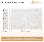 66.9Inch Wooden Room Partition - 6 Panels Boho-Styled Space Room Divider for Home/Office, Headboard & Yoga/Photo/Video Call Backdrop (White)