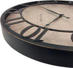 Presentime & Co 21" Farmhouse Series Wall Clock, Cottage Style, Faux Burlap, Oil Rubbed Antique Bronze Finish. Wall Décor for Living Room, Dining Room, and entryway.