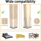 Clear Square Chair Leg Floor Protectors for Hardwood, Furniture Legs Caps, 16Pcs, Fit:2" - 2 1/4".