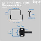 ICC 3” Metal Cable Management Ring, Vertical, Rack or Wall Mount, Pack of 10 – Cable Organizer for Network Racks and Wiring Systems
