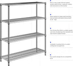 M MZG 1760 LBs 4 Tier Storage Rack Metal Wire Shelving Unit, Storage Standing Shelf Organizer for Laundry Bathroom Kitchen Pantry Garage Utility Room, Chrome 17.7" D x 59.1" W x 70.4" H