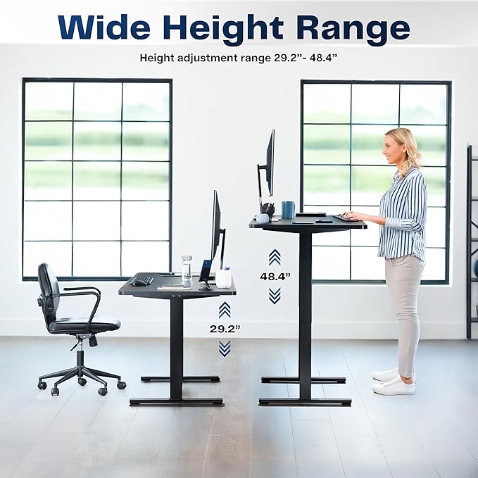 VIVO Electric 55 x 28 in Standing Desk, Memory Height Adjustment, 1B Series, Holds 220 lbs, One-Piece Black Top, Gray Frame, DESK-KIT-1G55B