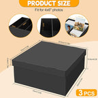 REAQUE 3 Pack Photo Storage Boxes for 4" x 6" Pictures, 3-Compartment Portable Photo Organizer Boxes with Lids, Craft Supply Container for Stickers, Scrapbooking, Stamps, Seeds, Memory Keepsakes