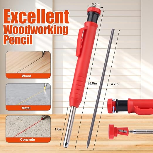 2pcs Rafter Square, 12-inch & 7-inch Carpenter Sqaure Set with Woodworking Pencil, Carpenter Measuring Layout Tool, Aluminum Alloy Triangle Ruler for Woodworking- Imperial