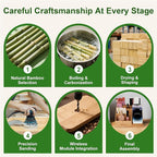 Bamboo Pen Holder for Desk & Nightstand Organizer with Fast Wireless Charging for iPhone, Samsung & More – Office Desk Accessories for Men/Women (Natural)