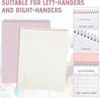 Maitys 6 Pcs Legal Pad Steno Spiral Notebook 8.5" x 11" Top Bound Spiral Pads Hard Cover College Ruled Notepad 70 Sheet Pad for School Office University Home(Pastel Color,Whimsical Style)
