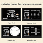 SSYA Dementia Clocks with Day and Date for Seniors,13 Alarms Custom Reminders, Extra Large Digital Calendar Clock for Elderly. (Black)