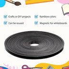 AmazingSpark Magnetic Tape Roll Thin Strips, 1/4 Inch x 33 Feet Magnetic Board Dividers Whiteboard Graphic Decorative Tape Marking Line for Classroom Office Art Accessories(Black)