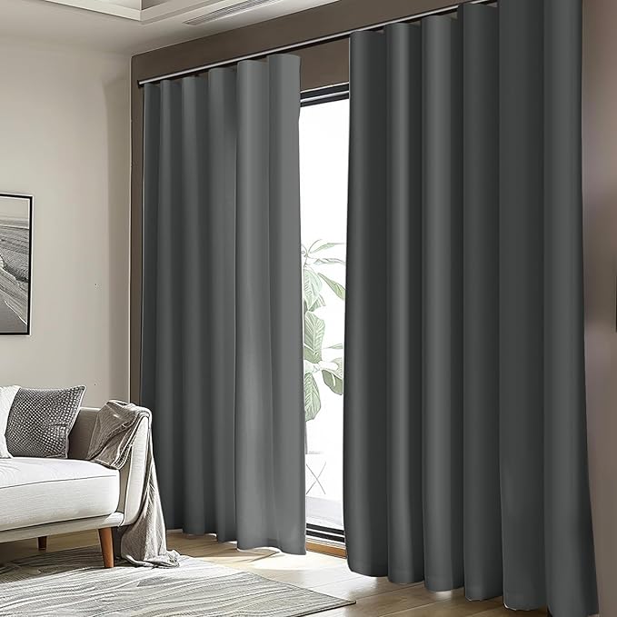 Cbsroro Room Divider Blackout Curtain Track Curtains Wall Dividers Panels Screen for Living Rooms Bedroom Office Privacy Partition Separation, W120 × L84 Inch,1 Panel, Grey