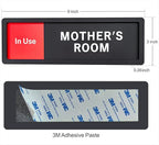 Mother's Room Sign – Privacy In Use / Available Slide Switch Sign, Premium Durable Acrylic Material, Super Strong Self-Adhesive, Quick Installation, Suitable For Your Home And Business ( 9×3 Inches, Black)