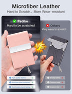 Padike Professional Business Card Holder PU Leather Business Card Case Name Card Holder Slim Metal Pocket Card Holder with Magnetic Shut (Y-Pink)