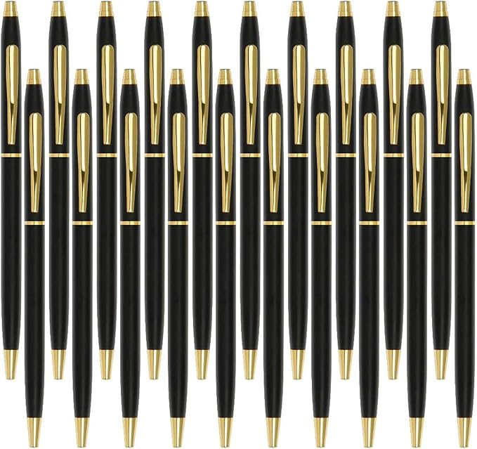 Cambond Black Pens Ballpoint Pen - Bulk Black Ink 1.0 mm Medium Point Smooth Writing for Men Women Police Uniform Office Business, 20 Pack (Black)