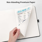 RETTACY Bullet Dotted Journal Notebook, 320 Numbered Pages, A5 Medium Size (5.7'' × 8.3''), Leather Hardcover, 100 GSM Thick Paper, for Bullet Journaling, Planning, Tracking (Brown)