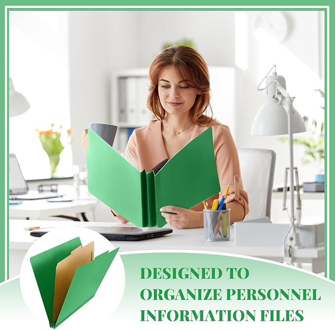 Skyygemm 72 Pcs Classification Folders Letter Size, 1 Divider Pressboard File Folder with Fasteners, Expanding File Organizer Bulk for School Teachers, Office Employee, Coworker, Staff (Green)