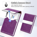 Business Card Holder for Women or Men, Business Card Case with PU Leather and Stainless Steel, Slim Metal Case with Magnetic Closure for Business Meeting Use