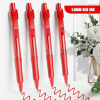 deegtran Pens Bulk, 100 Pack No Bleed Red Ink Click Pens with Soft Grip, Wholesale Retractable Ballpoint Pens for Office School, Medium Point Smooth 1.0MM