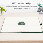RETTACY Bullet Dotted Journal Notebook, 320 Numbered Pages, A5 Medium Size (5.7'' × 8.3''), Leather Hardcover, 100 GSM Thick Paper, for Bullet Journaling, Planning, Tracking (Dark Green)