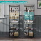 SINGAYE Shelf Closet Wire Shelving：Adjustable Metal Unit for Laundry Room Organization Bathroom Kitchen Home Storage with Wheels Pantry Rack Shelves
