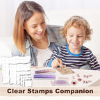 UCEC 4 Sheets Clear Stamps Set for Card Making, 2 Pcs Acrylic Stamp Block (7.5*7.5cm & 5*5cm), Vintage Plants Flowers Rubber Silicone Stamps, Small Clear Stamps for Crafts Decoration DIY Scrapbooking