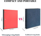 INFUN Telescoping 3 Ring Binder - 4PCS, Portable Plastic 3 Ring Binder with Telescoping Spine, Binders with Foldable Front Cover Holds 8.5"x11" Paper for School, Office, Homes