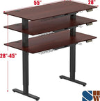 SHW 55 x 28 Inches Electric Height Adjustable Standing Desk with Drawer and Memory Preset, Cherry