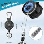 koorito 1 Pack Heavy Duty Retractable Keychain Clip Carabiner Badge Reel Retractable Badge Holder Key Reel with 31.1” Retractable Cord, 9oz, Black