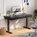 HUANUO Electric Standing Desk with Drawers, C-Clamp Mount Compatible, 48 x 24 Inch Height Adjustable Sit Stand Desk, Fabric Drawers, Home Office Stand Up Desk with 4 Custom Height Settings, Black