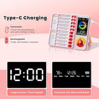 ADHD Tool for Kids, 5-in-1 Visual Timer with Chore Chart Board, Visual Schedule for Kids, 12/24 Task Timer with 99'59'' Countdown/Countup, 5 Alarms, Silent Operation Visual Schedule for Autism - Pink
