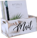 CFYACFY Mail Organizer Countertop Mail and Key Holder for Desk Mail Basket Letter Organizer Caddy Dorm Organizer Rustic Home Decor Mailbox White 5.5*5.5*11.4 Inch
