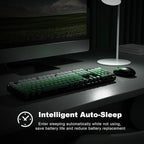 MOFII Wireless Keyboard and Mouse Combo, Full Size 2.4G Plug and Play Typewriter Retro Round Computer Keyboard and Mouse Set for Windows, Computer, Desktop, PC, Notebook - (Black Green Gradient)