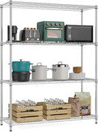 M MZG 5-Shelf Storage Shelves,Wire Shelving Heavy Duty Metal Storage Shelving Unit Adjustable Garage Shelving Rack Pantry Kitchen (Chrome, 4 Tier,15.8" D x 45.3" W x 59.4" H)