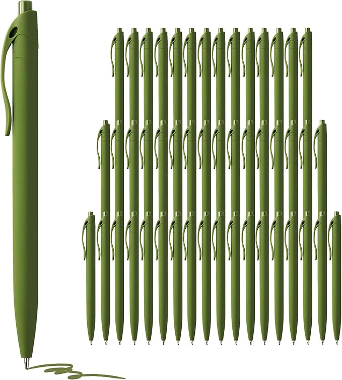 deegtran Pens Bulk, 50 Pack No Bleed Sage Green Click Pen, Wholesale Retractable Ballpoint Pens, Pens Medium Point, Smooth Ink Pen, 1.0MM Sage Green