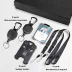 AIDSOTOU Heavy Duty Retractable Keychain Carabiner Badge Reel ID Badge Holder Retractable Clip with Breakaway Lanyard ID Cards Holder Cool Tactical ID Holder
