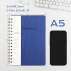 Spiral Notebook-5.75" x 8.125" College Ruled Journal with Inner Pockets and 160 Pages,PU Leather Cover Business Journal, Twin-Wire Binding Notebook Perfect for Office & Home School Supplies 6 pack Navy Blue