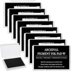 MotiMind 8 Pcs Black Archival Pigment Waterproof Ink Pad for Stamps 3.7 x 2.5 Inch Permanent Waterproof Black Ink Pad for Card Making, Stamping, Scrapbooking Gift