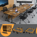 Folding Conference Table 4ft 5ft, Foldable Office Meeting Desk for 6 People, Multiple Sizes Colors Mobile Conference Room Table for Training Room School Business Furniture (6, Brown, 47in)