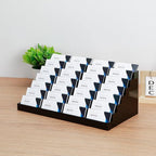 Vevitts Acrylic Business Card Holder for Desk Multiple Business Card Holders 28 Slot 7 Tier Large Business Card Organizer Business Card Display Rack Black Plastic Business Card Stand for Home Office